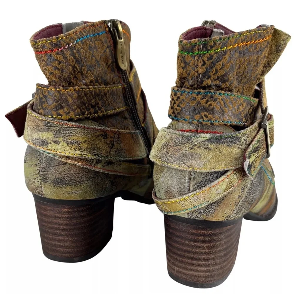 L’Artiste Hand Painted Leather Ankle Boots Size 6.5 - Picture 7 of 11